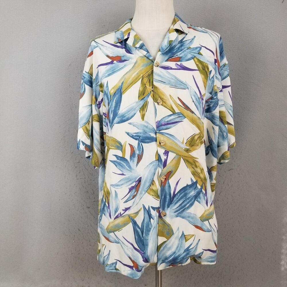 Paradise Found Shirt Mens‎ XL Multicolor Hawaiian Bird Of Paradise Rayon Camp